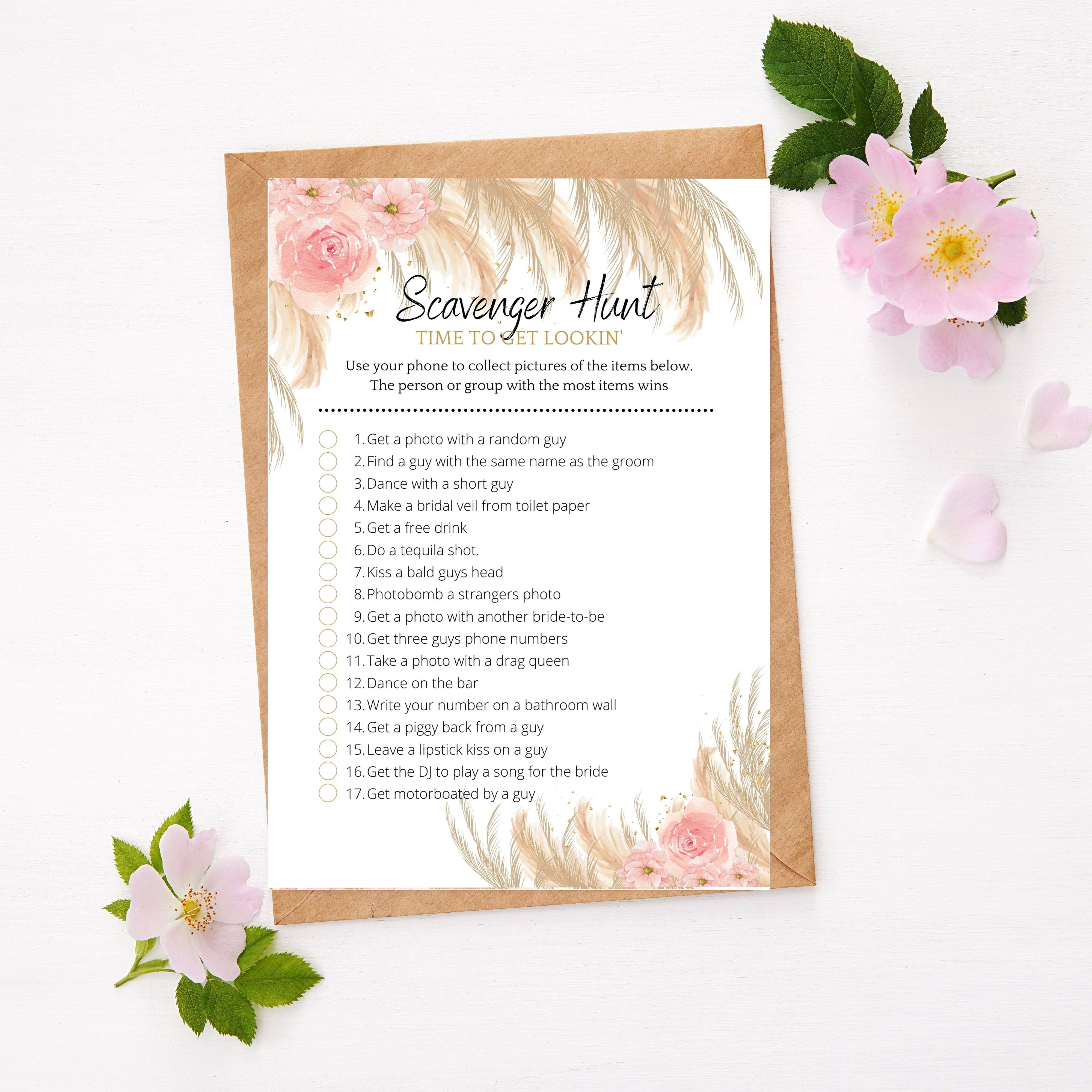 Boho Theme - Scavenger Hunt | Bridal Shower Game – Your Party Games