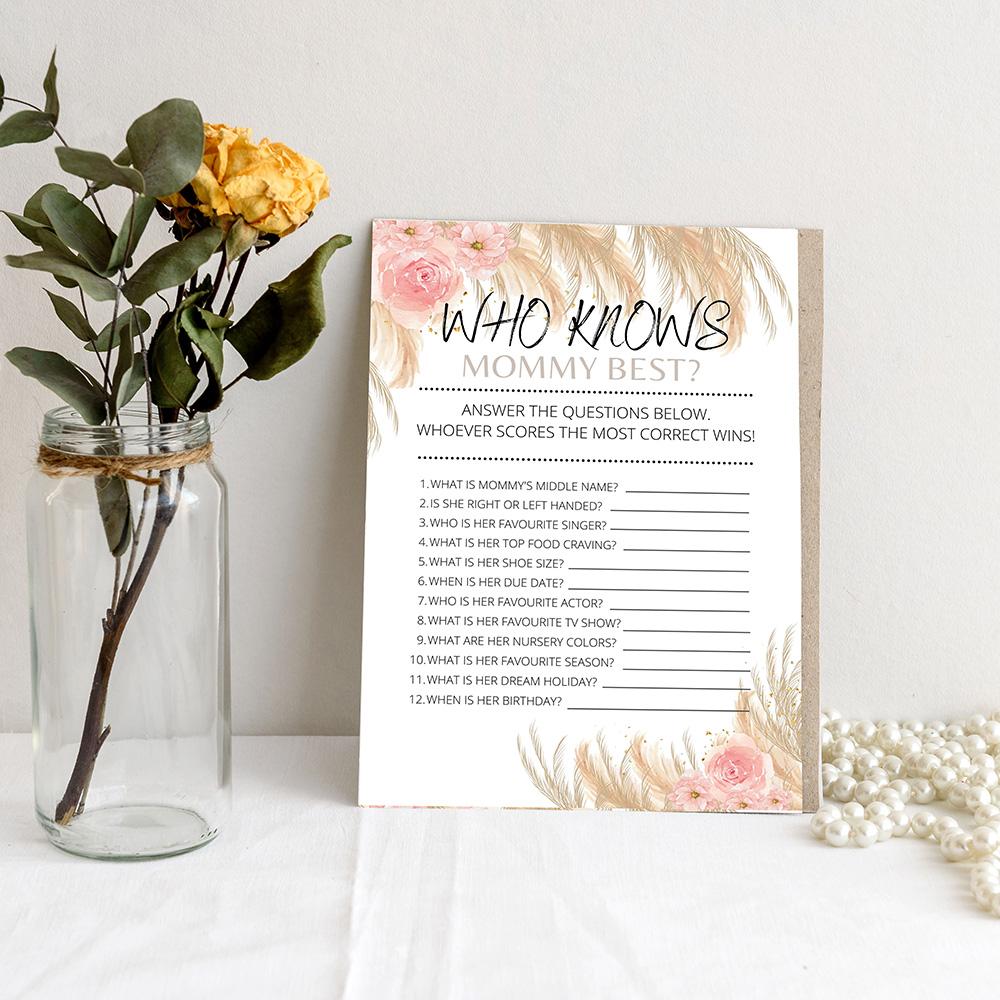 Boho - Who Knows Mommy | Baby Shower Game