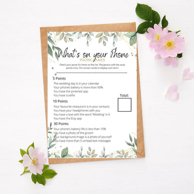 Botanical - Whats On Your Phone? | Bridal Shower Game