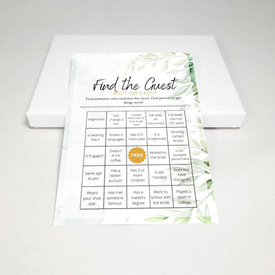 Green Watercolor - Find The Guest | Bridal Shower Game Party Games Your Party Games 