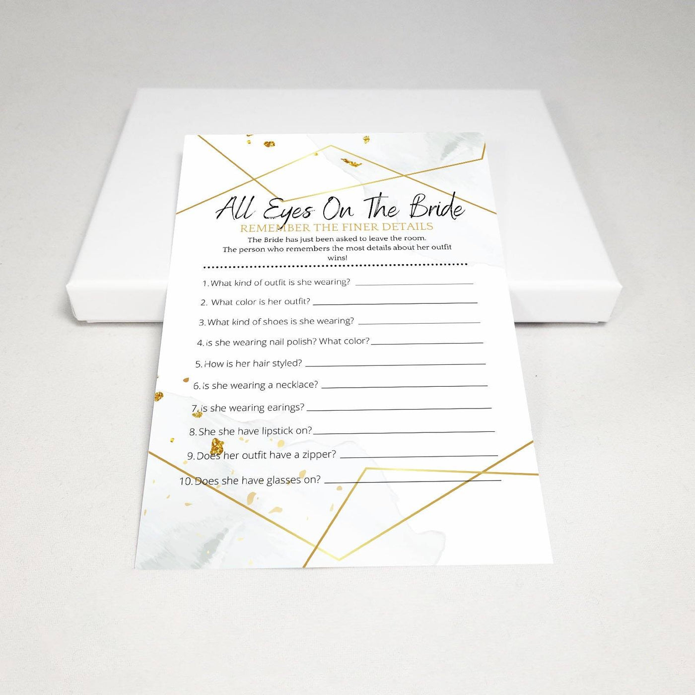 Hen Do Game - All Eyes On The Bride | Watercolor Silver Party Games Your Party Games 