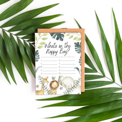 Jungle Theme - Whats in The Nappy Bag | Baby Shower Game