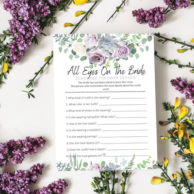 Lilac Purple Violet - All Eyes On The Bride | Bridal Shower Game