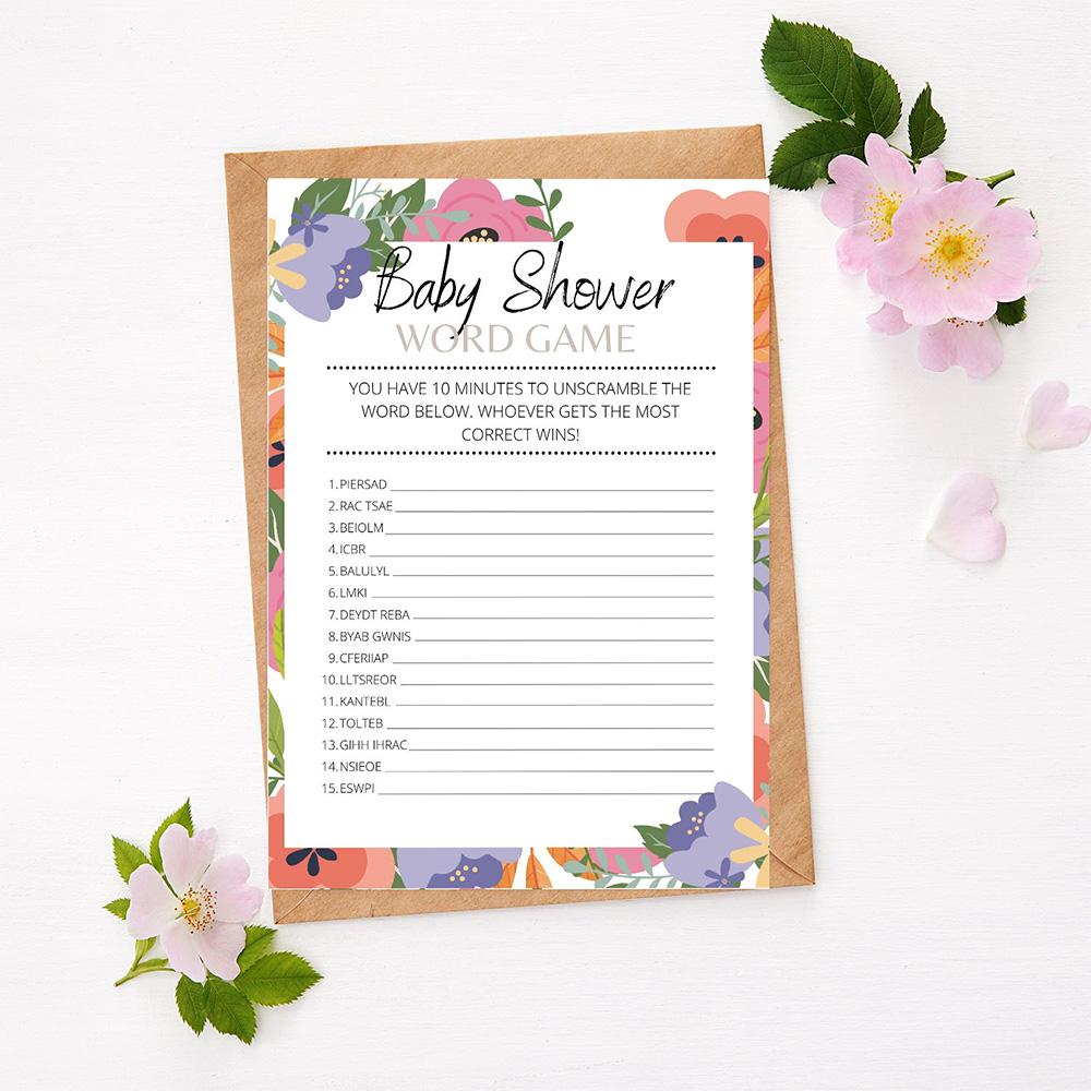 Spring Flowers - Word Game | Baby Shower Game