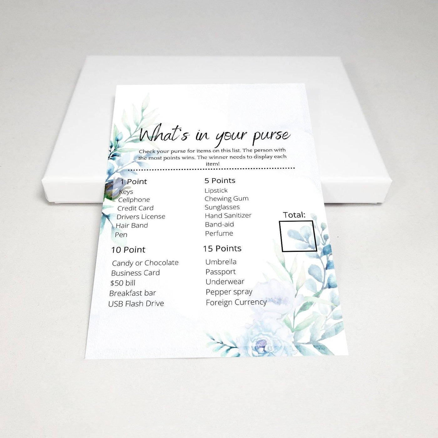 Watercolor Meadow - Whats In Your Purse? | Bridal Shower Game Party Games Your Party Games 