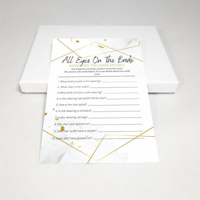 Watercolor Silver - All Eyes On The Bride | Bridal Shower Game Party Games Your Party Games 