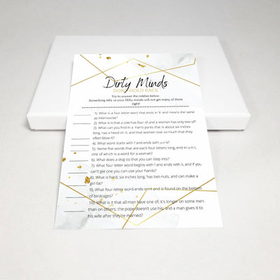 Watercolor Silver - Dirty Minds | Bridal Shower Game Party Games Your Party Games 
