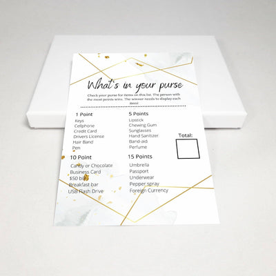 Watercolor Silver - Whats In Your Purse? | Bridal Shower Game Party Games Your Party Games 