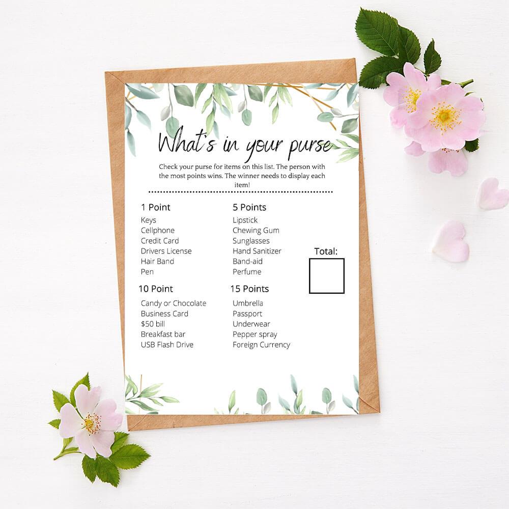 Whats In Your Purse? - Bridal Shower Game Online & Print – Your Party Games