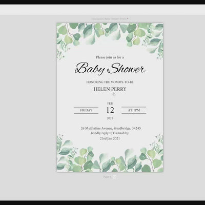 Editable Baby Shower Invite & Itinerary - Eucalyptus Theme