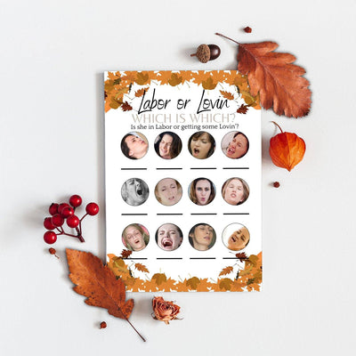 Autumn Fall Theme - Labor or Lovin | Baby Shower Game