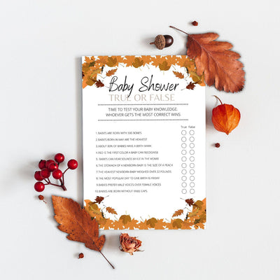 Autumn Fall Theme - True or False | Baby Shower Game