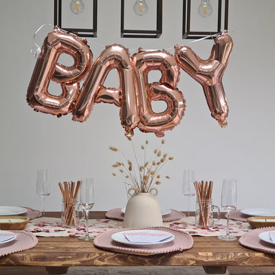 Baby Shower Balloon Banner - Rose Gold Your Party Games 