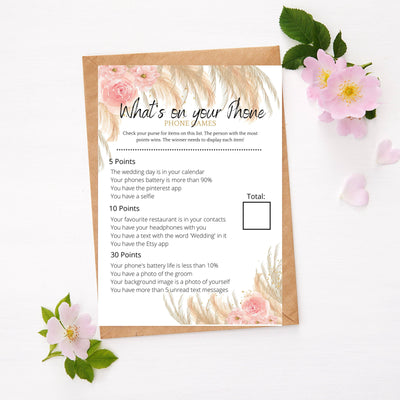 Boho - Whats On Your Phone? | Bridal Shower Game