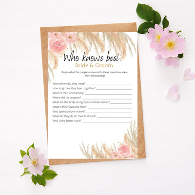 Boho - Who Knows The Bride Best? | Bridal Shower Game