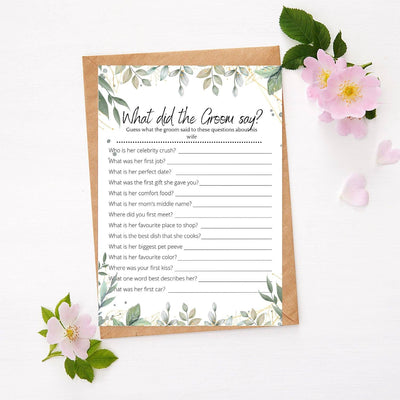Botanical - What Did The Groom Say? | Bridal Shower Game