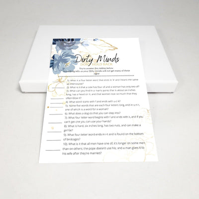 Deep Blue - Dirty Minds | Bridal Shower Game Party Games Your Party Games 