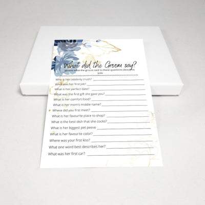 Deep Blue - What Did The Groom Say? | Bridal Shower Game Party Games Your Party Games 