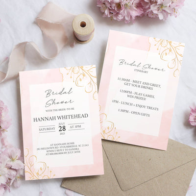 Editable Bridal Shower Invite & Itinerary - Rose Gold Theme