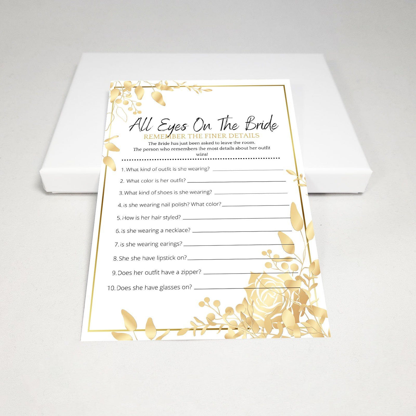 Golden Flowers - All Eyes On The Bride | Bridal Shower Game Party Games Your Party Games 