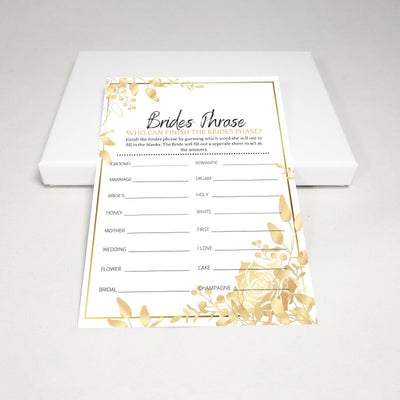 Golden Flowers - Finish The Brides Phrase | Bridal Shower Game Party Games Your Party Games 