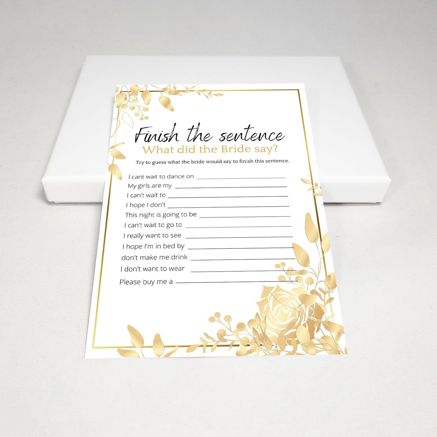 Golden Flowers - Finish The Sentence | Bridal Shower Game Party Games Your Party Games 