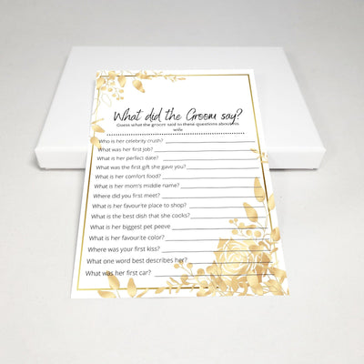 Golden Flowers - What Did The Groom Say? | Bridal Shower Game Party Games Your Party Games 