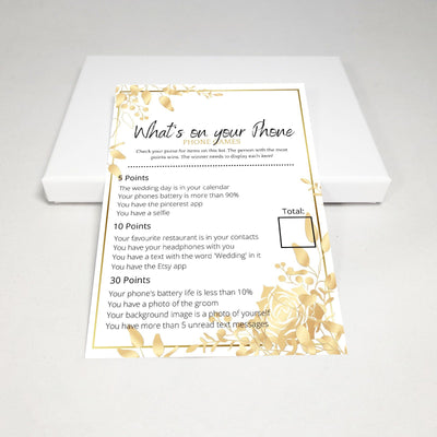 Golden Flowers - Whats On Your Phone? | Bridal Shower Game Party Games Your Party Games 