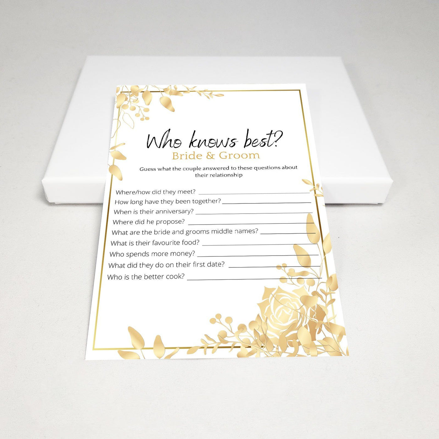 Golden Flowers - Who Knows The Bride Best? | Bridal Shower Game Party Games Your Party Games 