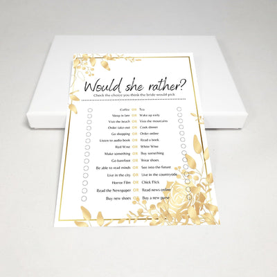 Golden Flowers - Would She Rather? | Bridal Shower Game Party Games Your Party Games 