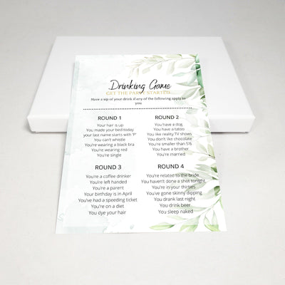 Green Watercolor - Drinking Game | Bridal Shower Game Party Games Your Party Games 