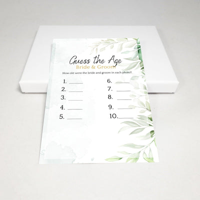 Green Watercolor - Guess The Age | Bridal Shower Game Party Games Your Party Games 