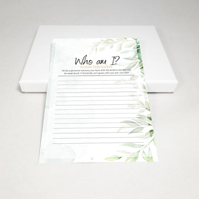 Green Watercolor - Guess the Guest | Bridal Shower Game Party Games Your Party Games 