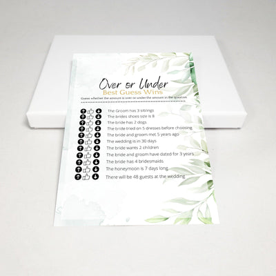 Green Watercolor - Over Or Under? | Bridal Shower Game Party Games Your Party Games 