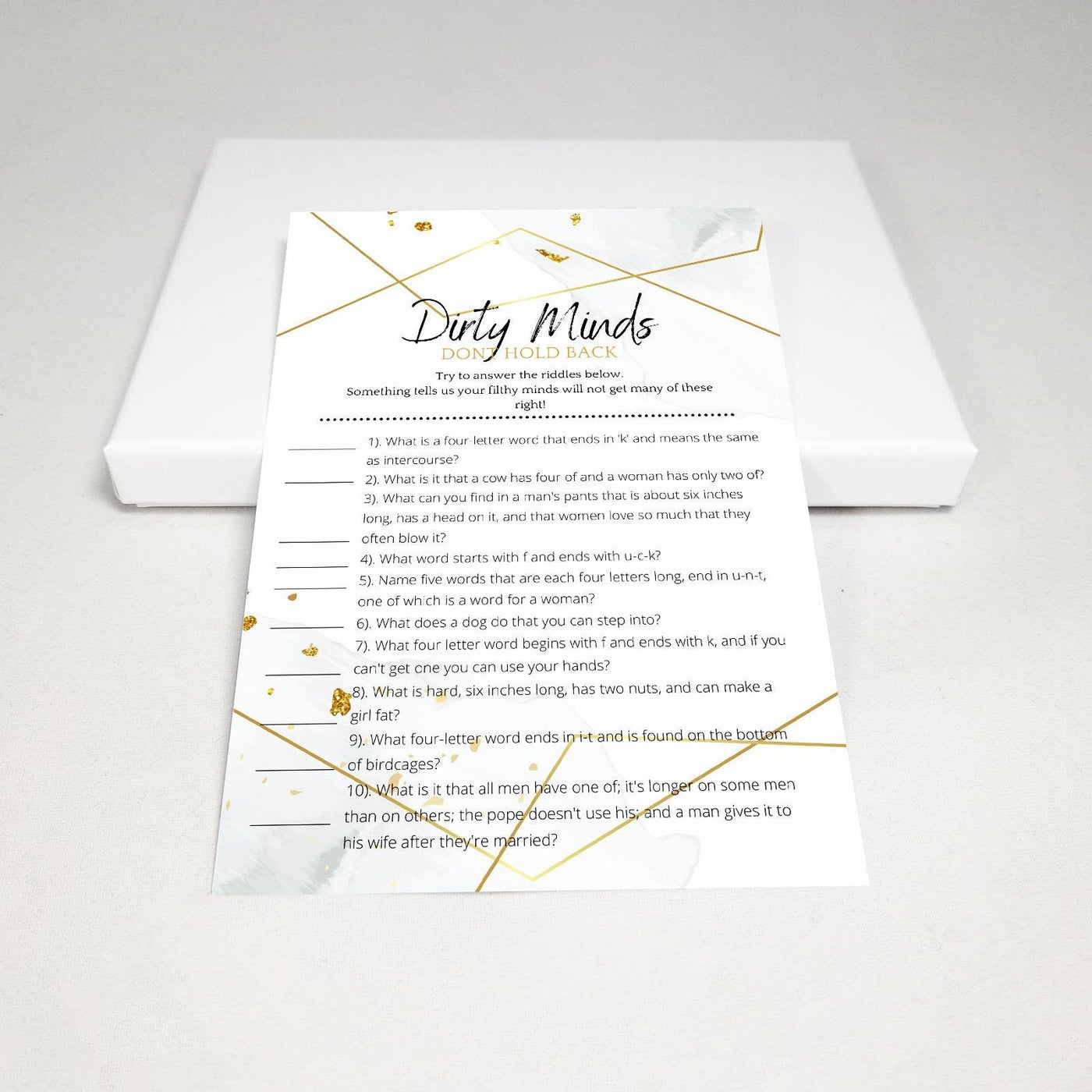 Hen Do Game - Dirty Minds | Watercolor Silver Party Games Your Party Games 