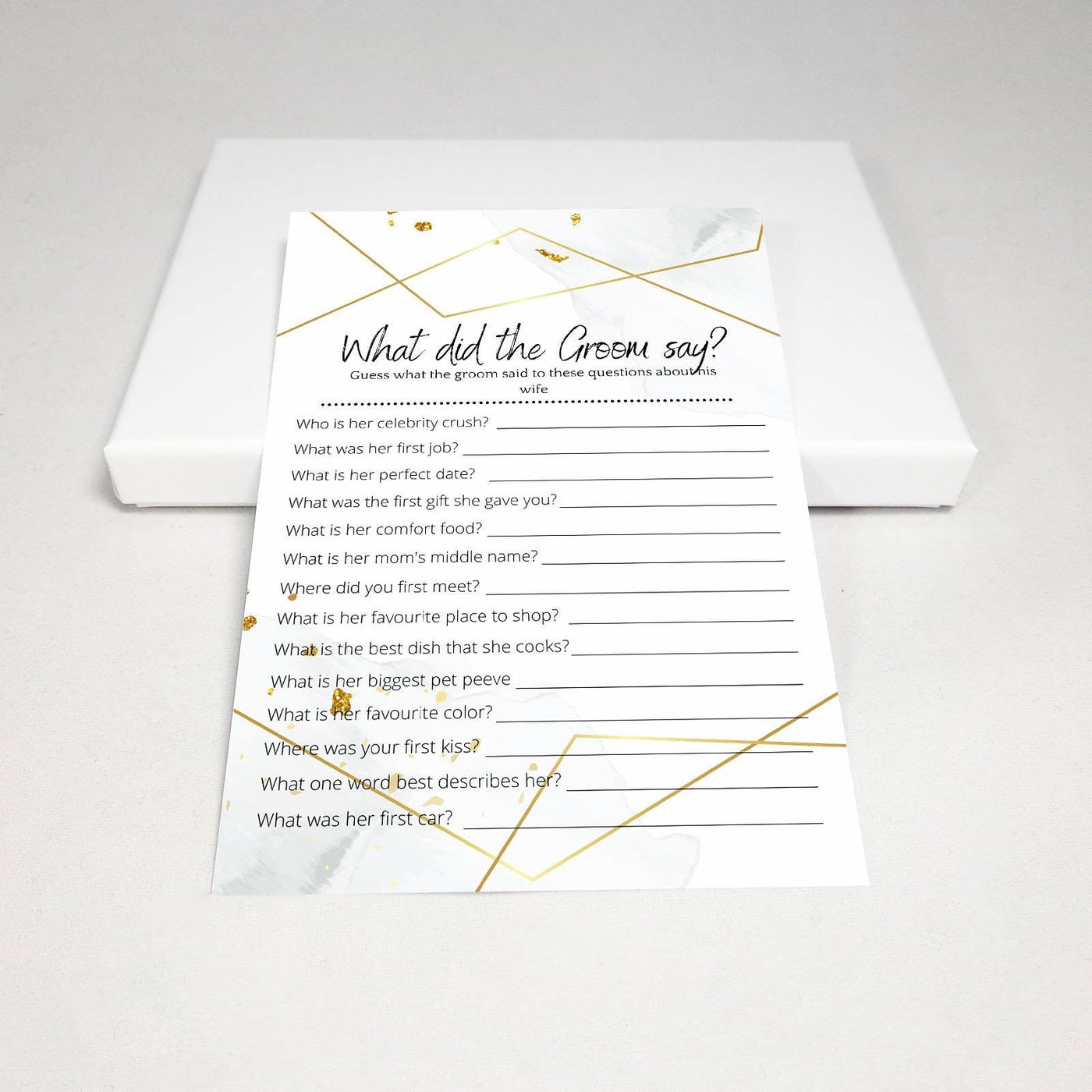 Hen Do Game - What Did The Groom Say? | Watercolor Silver Party Games Your Party Games 