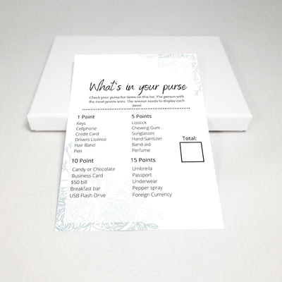 hen do game whats in your purse minimal flowers party games your party games