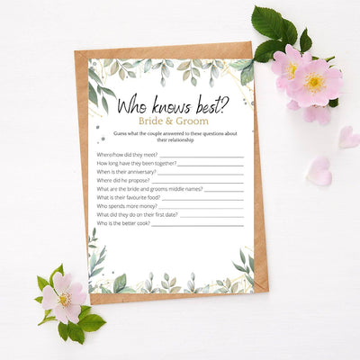 Hen Do Game - Who Knows The Bride Best? | Botanical Party Games Your Party Games 