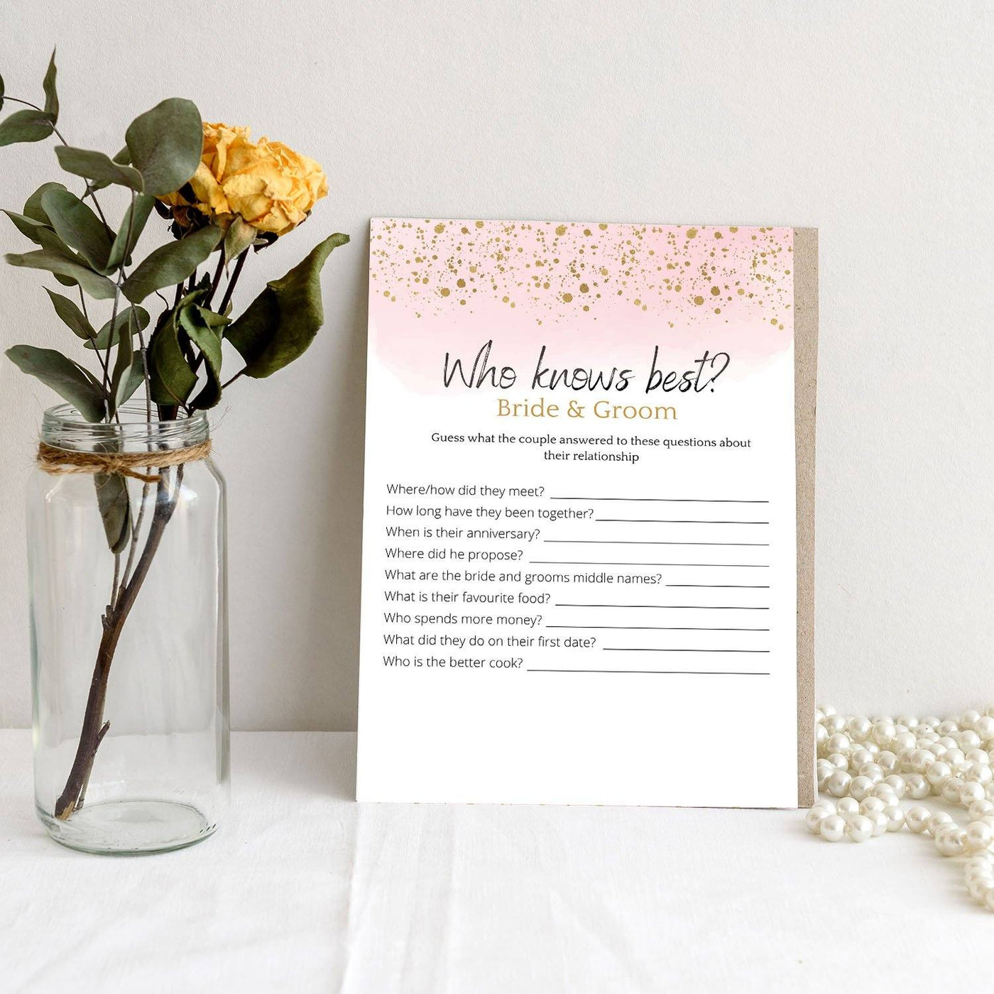 Hen Do Game - Who Knows The Bride Best? | Rose Gold Party Games Your Party Games 