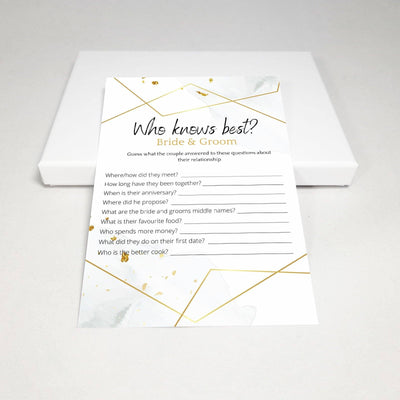 Hen Do Game - Who Knows The Bride Best? | Watercolor Silver Party Games Your Party Games 