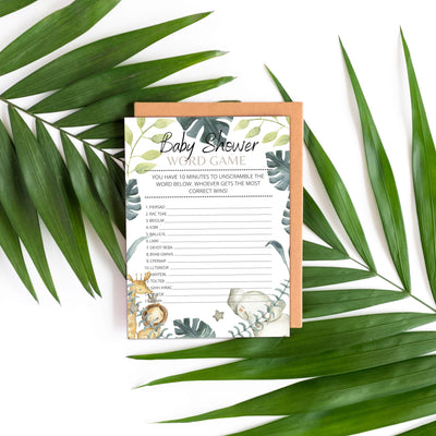 Jungle Theme - Word Game | Baby Shower Game