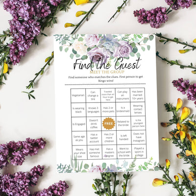 Lilac Purple Violet - Find The Guest | Bridal Shower Game