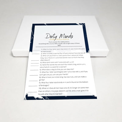 Midnight Blue - Dirty Minds | Bridal Shower Game Party Games Your Party Games 