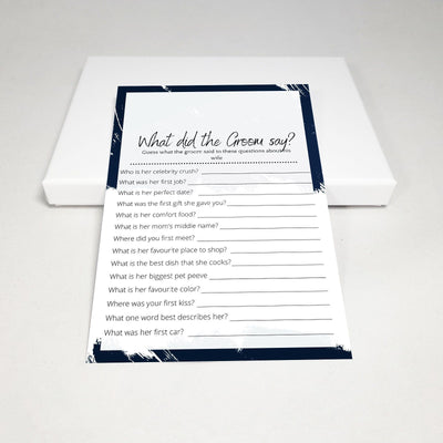 Midnight Blue - What Did The Groom Say? | Bridal Shower Game Party Games Your Party Games 