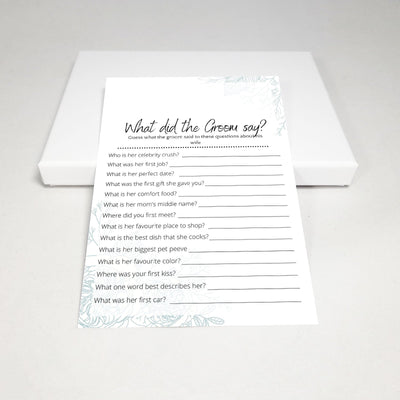Minimal Flowers - What Did The Groom Say? | Bridal Shower Game Party Games Your Party Games 