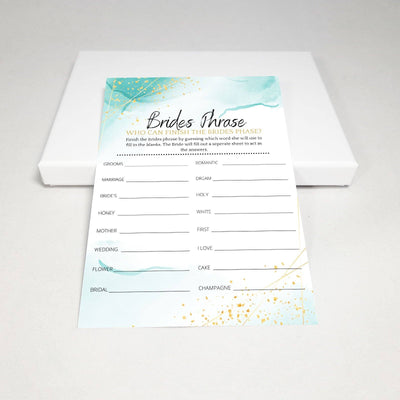 Ocean Gold - Finish The Brides Phrase | Bridal Shower Game Party Games Your Party Games 