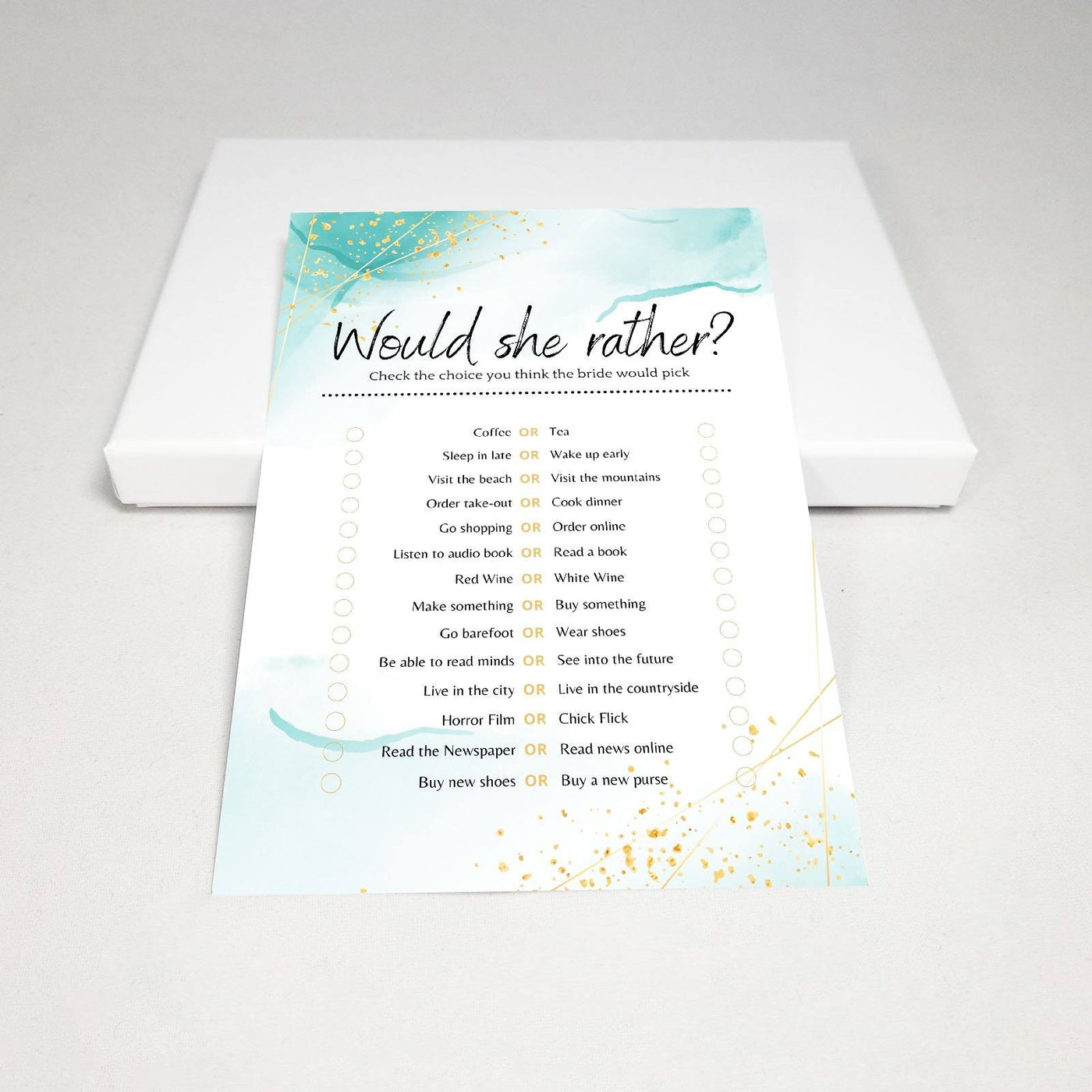 Ocean Gold - Would She Rather? | Bridal Shower Game Party Games Your Party Games 