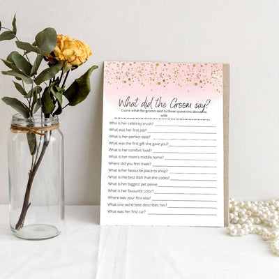 Rose Gold - What Did The Groom Say? | Bridal Shower Game