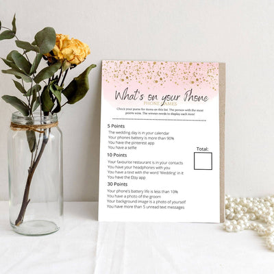 Rose Gold - Whats On Your Phone? | Bridal Shower Game