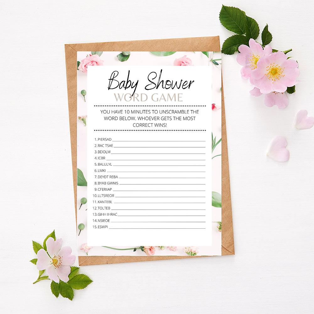 Roses - Word Game | Baby Shower Game